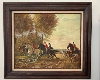 L. Rigley Fox Hunting Scene Oil Painting