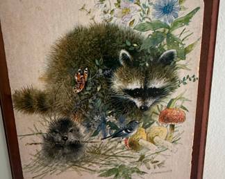 Giordano Raccoon and Hedgehog Print