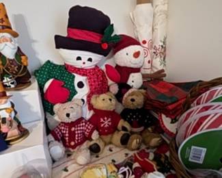 Vintage Plush Christmas Figurines and Crafting Supplies
