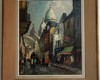 E. Le Saout Paris Street Scene Oil Painting