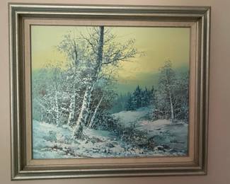N. Sherwood Winter Landscape Oil Painting