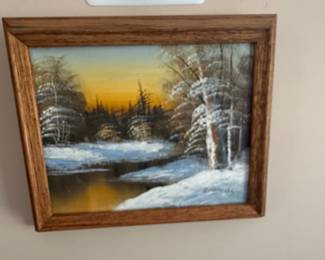 Winter Landscape Painting by R. Thomas