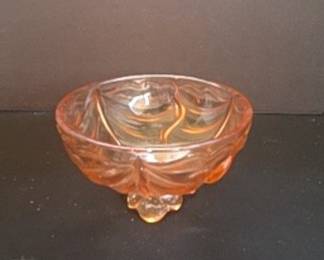 Vintage Pink Depression Glass Footed Bowl - Lancaster Rose Pattern