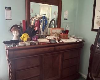 Vintage Tommy Bahama Style Wooden Dresser with Mirror