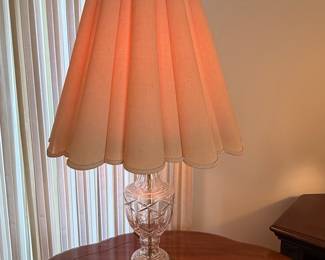 Vintage Cut Crystal Table Lamp with Pleated Shade