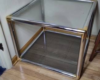 glass and metal end table