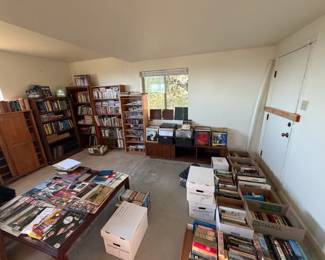 100's of books of all genres, vintage Life magazines and coffee table books