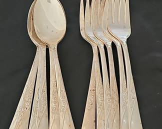 Revelation Rose and Scroll Silver Plate Dessert Forks and Spoons