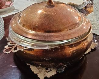 Vintage Sheffield Silver-Plated Food Warmer with Pyrex Insert