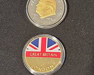 Commemorative Coin Set: Donald Trump "Keep America Great" and "Great Britain London"