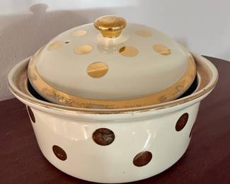 Hall China Polka Dot Casserole Dish with Lid