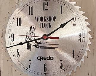 Vintage Credo Workshop Sawblade Metal Shop Wall Clock