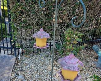Bird Feeder Set with Rabbit Topper and Pagoda-Style Feeders