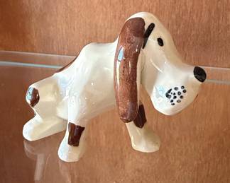 Ceramic Basset Hound Figurine - Vintage Handmade