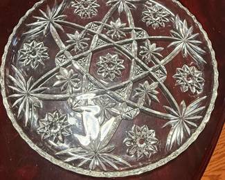 Anchor Hocking Early American Prescut (EAPC) Star of David Crystal Serving Platter