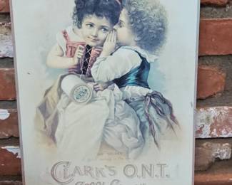 Clark's O.N.T. Spool Cotton "The Secret" Advertising Sign