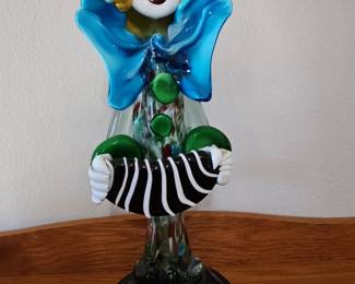 Murano Art Glass Clown with Accordion