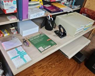 Modern Office Desk with Hutch and Keyboard Tray