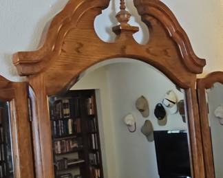 Oak Triple Dresser with Mirror by Thomasville
