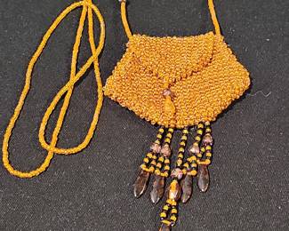 Hand Beaded Amulet Bag Necklace
