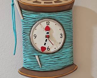 Allen Designs "Needle & Thread" Whimsical Sewing Pendulum Wall Clock