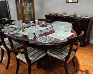 Italian Mahogany Dining Table + Chairs