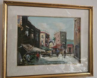 Domenico Spinosa Landscape Painting with Inscription