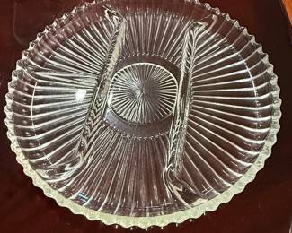 Vintage Indiana Glass "Reflections" Pattern Divided Serving Platter