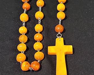 Baltic Amber Rosary Beads with Cross