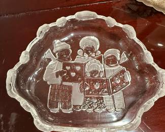 Vintage Mikasa "Carolers" Crystal Glass Candy Dish