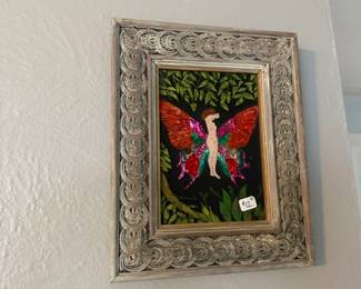Unusual vintage painting on glass