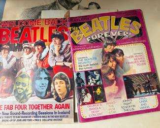 Beatles memorabilia including vintage mags