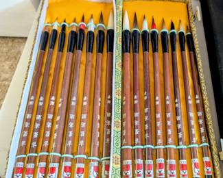 Set of genuine vintage Chinese calligraphy brushes