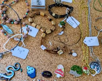 Pins, Necklaces, Bracelets