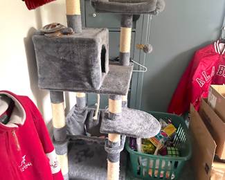 Cat condo + kitty toys