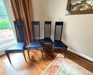 Italian black leather pie back chairs absolutely gorgeous