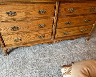 This Red Oak dresser is Perfection! 6 drawers, claw feet, solid as a rock and lovely!