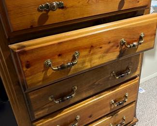 Vintage Pine dresser with 5 drawers and Antique newsprint lining in drawers...large pull handles, this is TOO COOL!