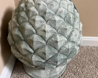 Beautiful welcome sign...faux concrete Pineapple decor...so pretty!
