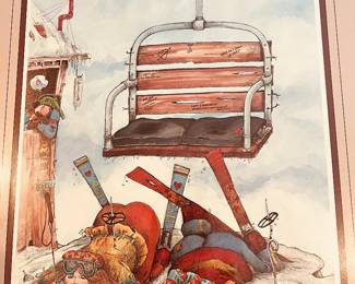 Gary Peterson "The Lift" humorous print, plastic wrapped, in perfect shape!