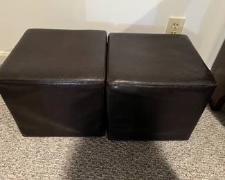 Pair of brown faux leather footstools...very nice!