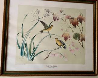 1947 Lithograph by Anthony LaPaglia..."Yelow Palm Warbler"...signed & numbered...Framed beautifully...such a Collector's piece!