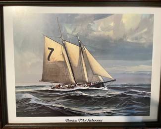 Boston Pilot Schooner, framed print...set of 5