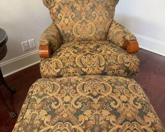 Club chairs one of two and ottoman