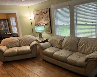 Off white leather couch & love seat. Great condition!