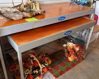 INDUSTRIAL STEEL/WOOD NESTING TABLES, VERY COOL