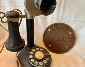 Stromberg Carlson candlestick phone & Trolly builders plate