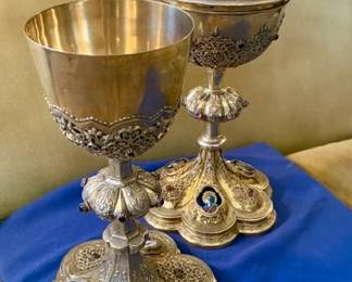 French Silver Chalice & Ciborium