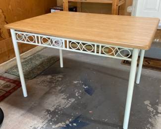 Wood Top Table With Metal Base