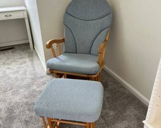 Caxton Upholstered Wooden Glider with Ottoman